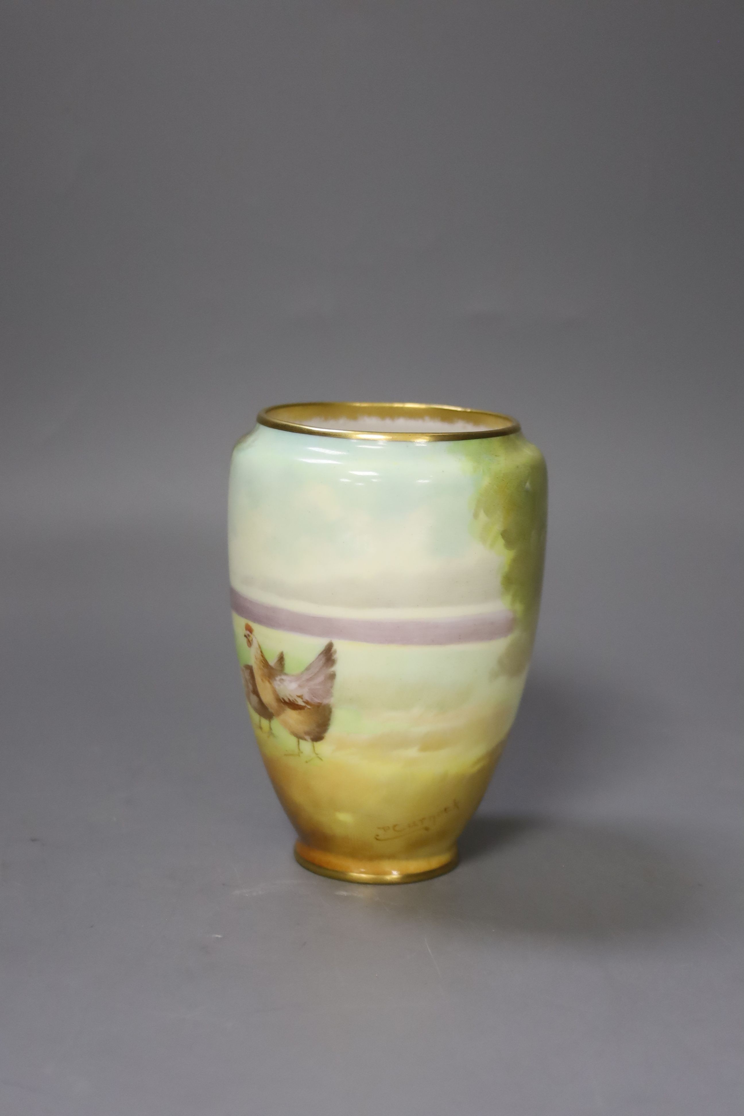 A small Royal Doulton vase, signed P. Curnock 11cm